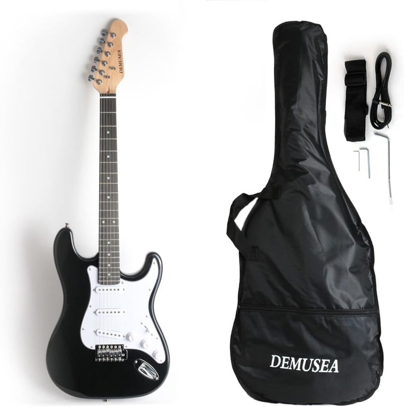 demusea DST-30 Full Size Electric Guitar Beginner Starter Practic With Gig bag And Strap (DST-30, Black) - Image 1